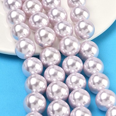 Electroplated Shell Pearl Beads Strands BSHE-G041-14mm-06-1