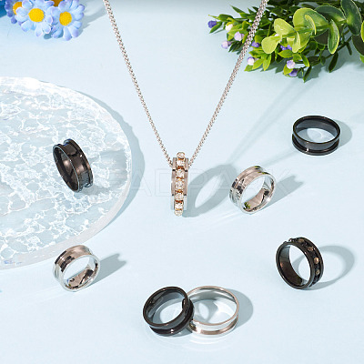 12Pcs 6 Styles 201 Stainless Steel Grooved Finger Ring Settings RJEW-TA0001-04P-1
