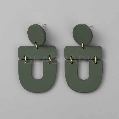 Acrylic Geometry Dangle Stud Earrings for Women EJEW-WH0013-65D-1