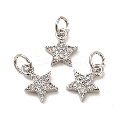 Rack Plating Brass Micro Pave Cubic Zirconia Charms KK-E081-18P-1