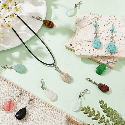 Gemstone Teardrop Pendant Decoration HJEW-AB00408-1