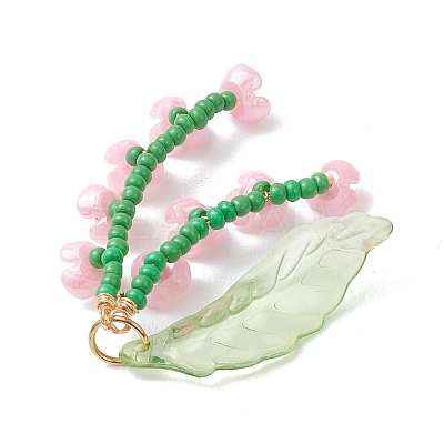 Glass Seed Beaded Pendants PALLOY-MZ01249-01-1