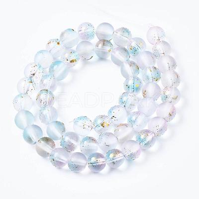 Frosted Spray Painted Glass Beads Strands X-GLAA-N035-03C-C07-1