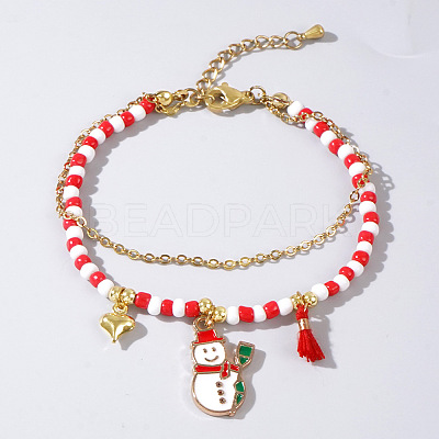 Christmas Glass Multi-Strand Bracelets LS0515-2-1