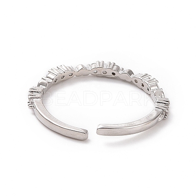 Clear Cubic Zirconia Heart Open Cuff Ring RJEW-H127-35P-1