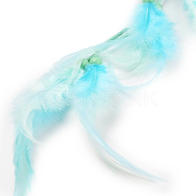 Woven Web/Net with Feather Hanging Ornaments HJEW-G025-03A-1
