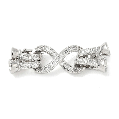 Brass Micro Pave Clear Cubic Zirconia Fold Over Clasps KK-U059-32P-1
