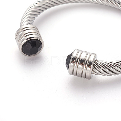304 Stainless Steel Cuff Bangles BJEW-L642-28P-1