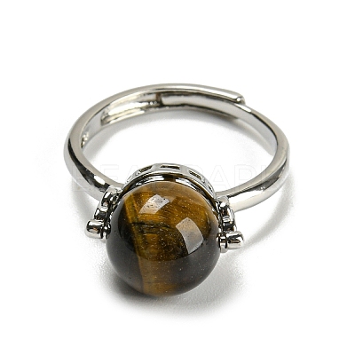 Natural & Synthetic Mixed Gemstone Round Adjustable Rings RJEW-G290-02P-1