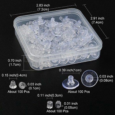 300Pcs 3 Style Plastic Ear Nuts KY-YW0001-32-1