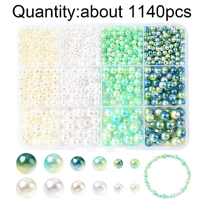 1140Pcs 12 Styles ABS Plastic Imitation Pearl Beads KY-YW0001-96A-1