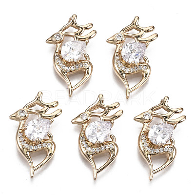 Brass Micro Pave Cubic Zirconia Pendants X-KK-R111-028-1