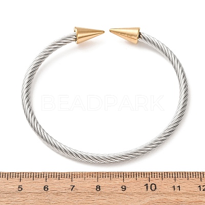 Duo Tone 304 Stainless Steel Double Terminal Cone Open Cuff Bangles for Women SA-CBA2192-03GP-1