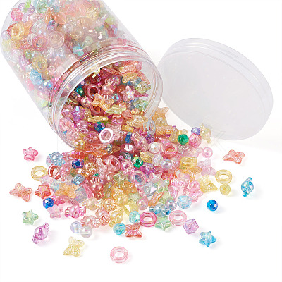 800Pcs 8 Style Transparent Acrylic Beads TACR-FW0001-05-1