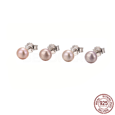 Valentine Presents for Her 925 Sterling Silver Ball Stud Earrings EJEW-D029-4.5mm-1-1