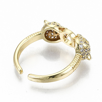 Brass Micro Pave Clear Cubic Zirconia Cuff Rings RJEW-S044-076-NF-1