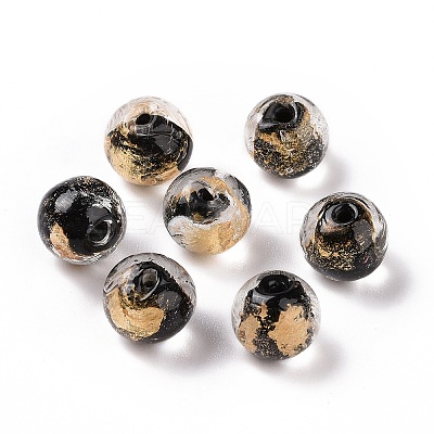 Handmade Gold Foil Glass Beads LAMP-C004-03E-1