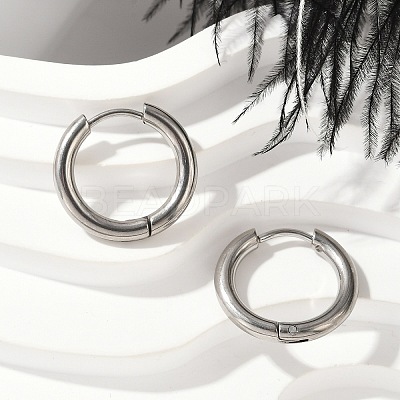 202 Stainless Steel Huggie Hoop Earrings X-EJEW-F111A-16mm-P-1