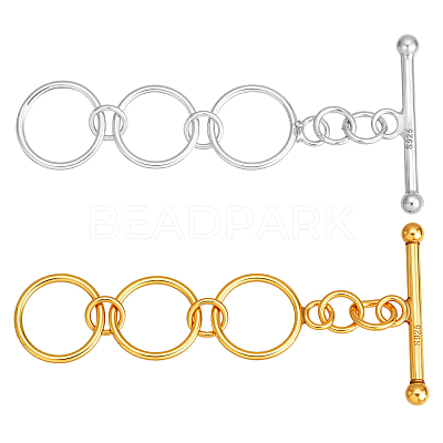 2Pcs 2 Colors 925 Sterling Silver Toggle Clasps STER-GA0001-41-1
