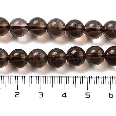 Natural Smoky Quartz Round Beads Strands X-G-E329-8mm-38A-1