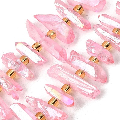 Electroplated Natural Quartz Crystal Beads Strands G-F800-F-1