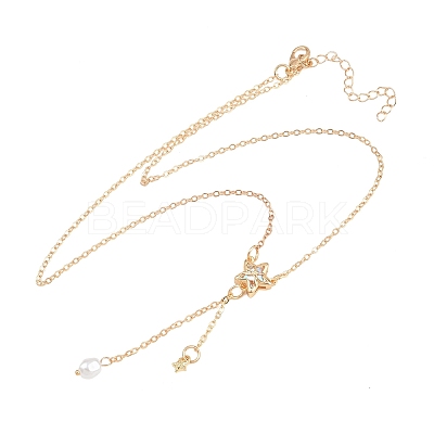 Brass Pave Clear AB Cubic Zirconia Bowknot Star Pendant Necklaces for Women KK-CBA6599-01G-1