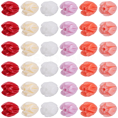120Pcs 6 Colors Dyed Synthetic Coral Beads CORA-SC0001-28A-1