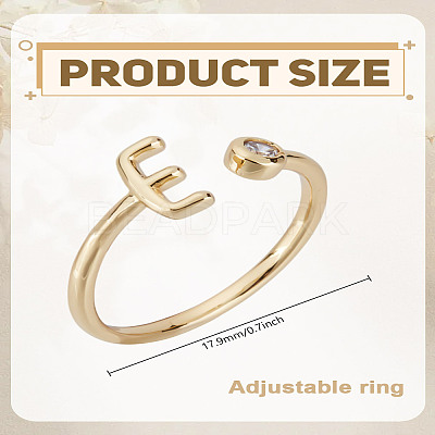 1Pc Brass Micro Pave Clear Cubic Zirconia Open Cuff Rings for Women RJEW-LP0002-37E-1