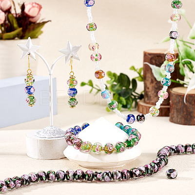 1 Strand Handmade Lampwork Inner Flower Rondelle Beads Strands LAMP-TA0002-72A-1