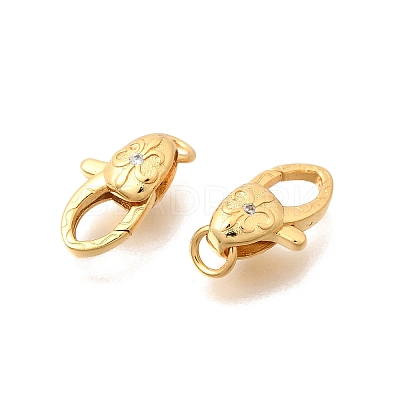 Brass Micro Pave Clear Cubic Zirconia Lobster Claw Clasps KK-G600-25G-01-1