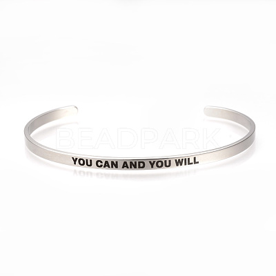 Tarnish Resistant 304 Stainless Steel Cuff Bangles X-BJEW-Q685-08-1