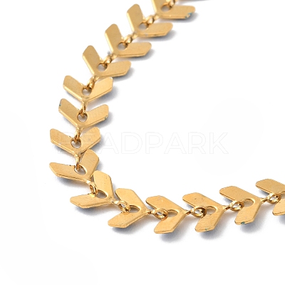 Enamel Ear of Wheat Link Chains Bracelet BJEW-P271-02G-05-1