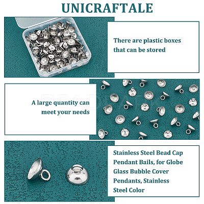 100Pcs 201 Stainless Steel Bead Cap Pendant Bails STAS-UN0042-25A-1