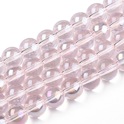 Electroplate Transparent Glass Beads Strands GLAA-T032-T8mm-AB10-1