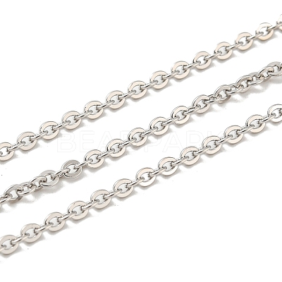 Anti-Tarnish Rhodium Plated 925 Sterling Silver Flat Cable Chains STER-F052-04P-03-1