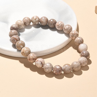 Natural Maifanite/Maifan Stone Bead Stretch Bracelets X-BJEW-K212-B-044-1