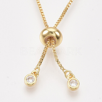 Adjustable Brass Cubic Zirconia Slider Bracelets BJEW-S142-01A-G-1