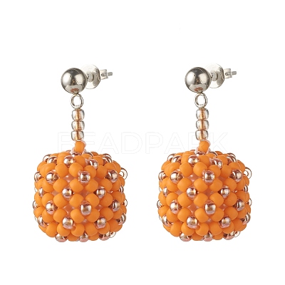 TOHO Japanese Seed Beads Dangle Stud Earrings EJEW-JE04762-03-1