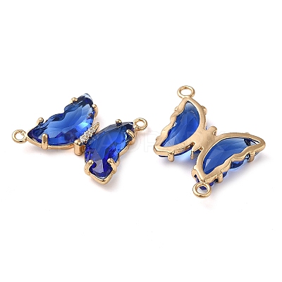 Brass Pave Faceted Glass Connector Charms FIND-Z020-04B-1