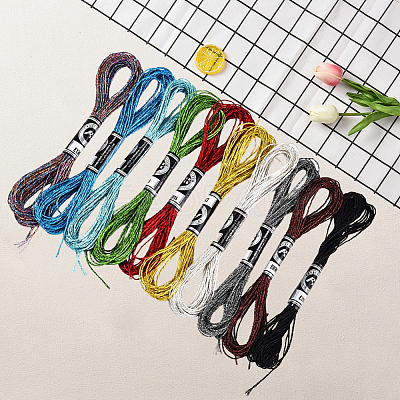 10 Skeins 12-Ply Metallic Polyester Embroidery Floss OCOR-WH20074-12A-1