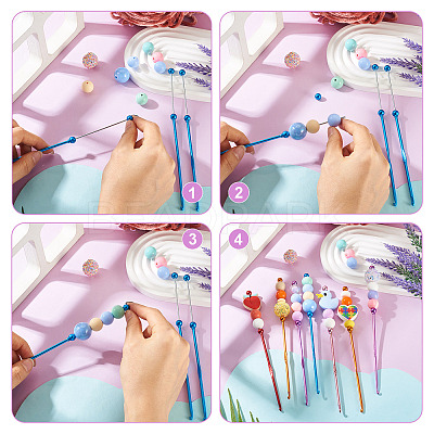 4Pcs DIY Alloy Beadable Crochet Hooks AJEW-TA0003-50B-1