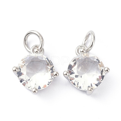 Brass Cubic Zirconia Charms ZIRC-C022-05P-1