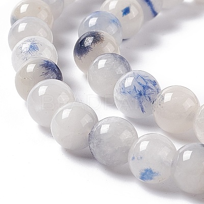 Natural Blue White Dumortierite Round Beads Strands G-E265-01B-1