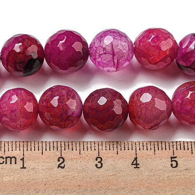 Faceted Natural Dragon Veins Agate Beads Strands G-F447-12mm-P01-1