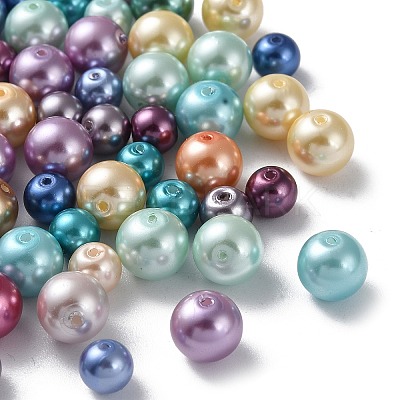 Eco-Friendly Dyed Glass Pearl Round Bead Strands HY-X0006-6-8mm-1