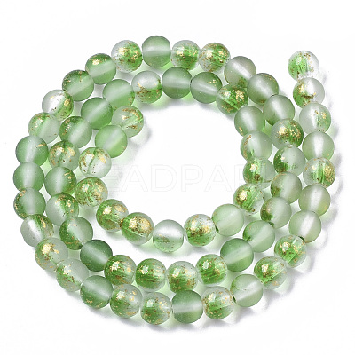 Frosted Spray Painted Glass Beads Strands X-GLAA-N035-03B-C02-1