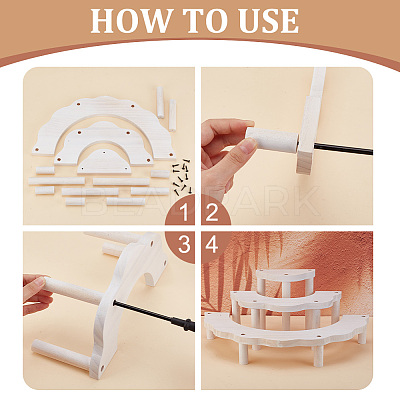 3-Tier Semi-Circle Wood Cupcake Display Risers ODIS-WH0030-89-1