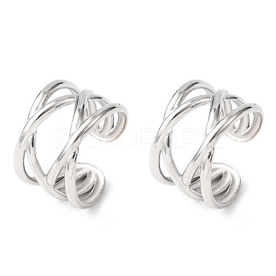 304 Stainless Steel C-Shaped Cuff Earrings EJEW-K268-86P-1