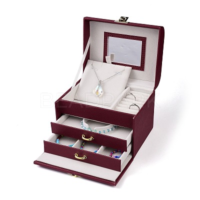 PU Leather Jewelry Organizer Box CON-P012-04C-1