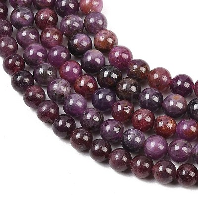 Natural Gemstone Ruby Round Beads Strands G-O017-6mm-06-1